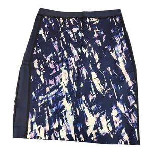 Club Monaco sz 2 navy watercolor pencil skirt silk blend artsie summer